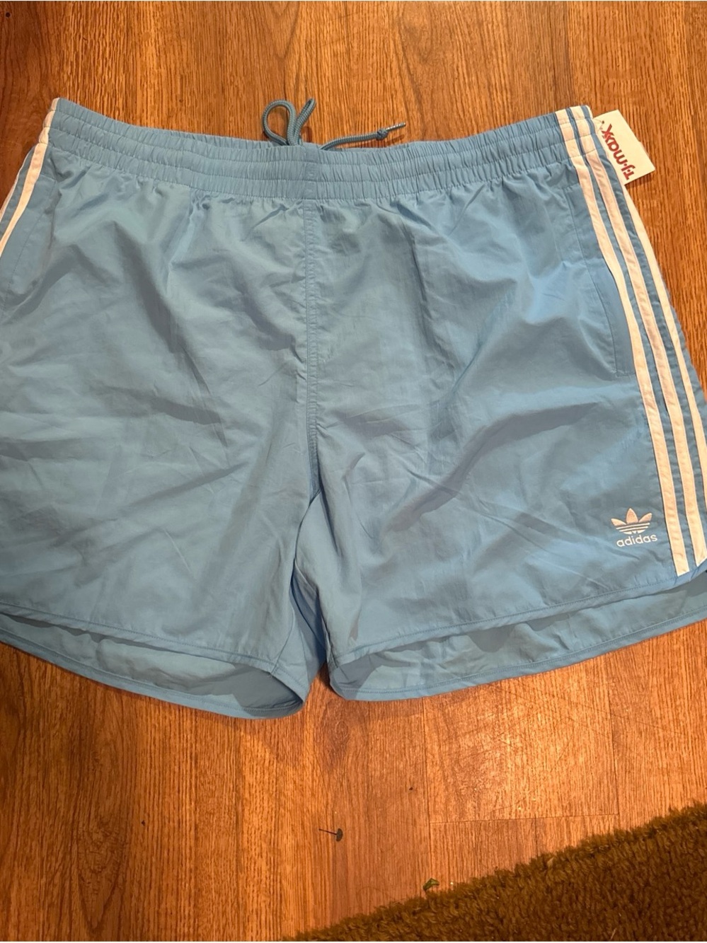 adidas Light Blue Athletic Shorts with White 3-Stripes